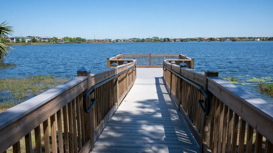 Fishing pier extending onto Lake Burden